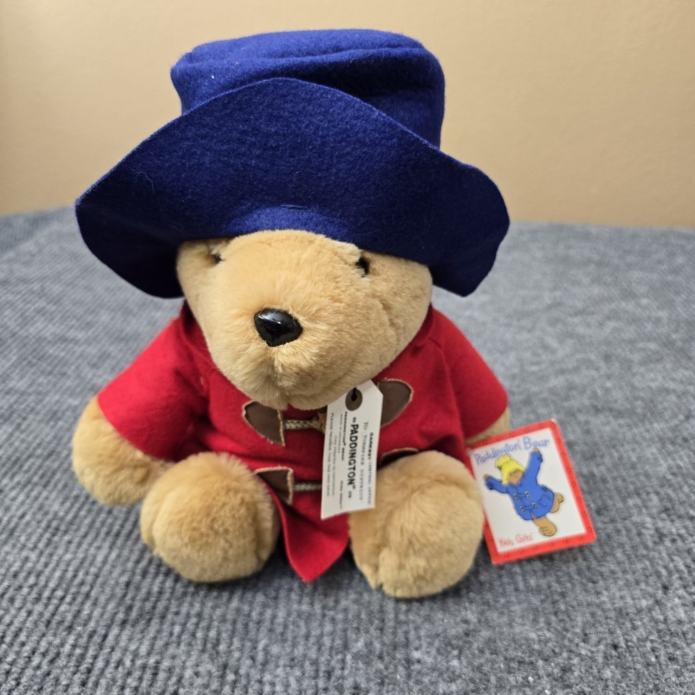 RARE Paddington Bear Red Coat Blue Hat Plush 14" Sears Toys With Tags 1981 EUC